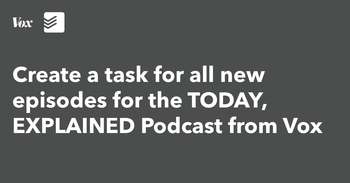 Create a task for all new episodes for the TODAY, EXPLAINED Podcast