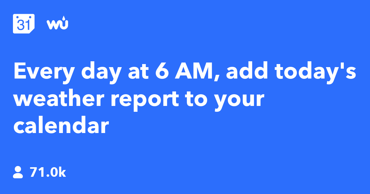 Every day at 6 AM, add today's weather report to your calendar - IFTTT