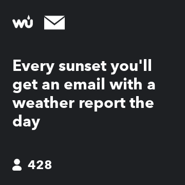 Every sunset you'll get an email with a weather report the day